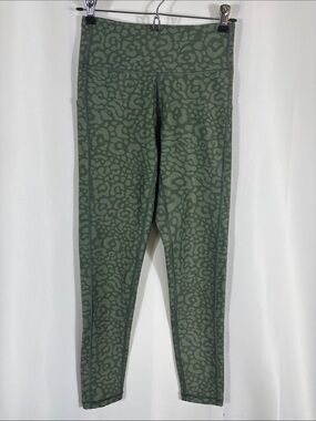 tek gear Olive Green Leopard-Print High-Waist Leggings with Side Pockets